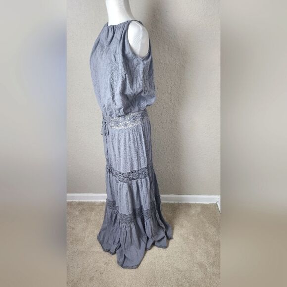 Michelle Jonas Hippie Gauze Maxi Dress Gray Size M New - Picture 9 of 14